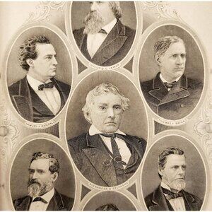 1884 Former Confederate Members Steel Engraving Victorian Wellstood Blaine DWSS7